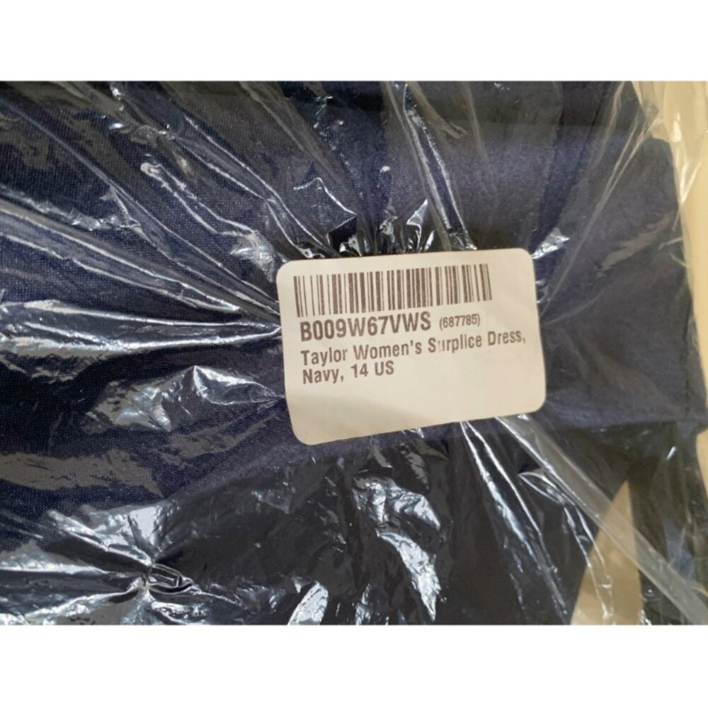 NWT Just Taylor Women's Navy Blue Jewel Surplice Cocktail Dress Sz 14 - Picture 9 of 9